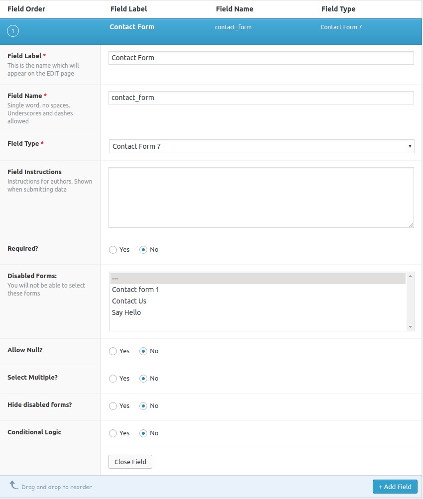 ACF Field For Contact Form 7 screenshot
