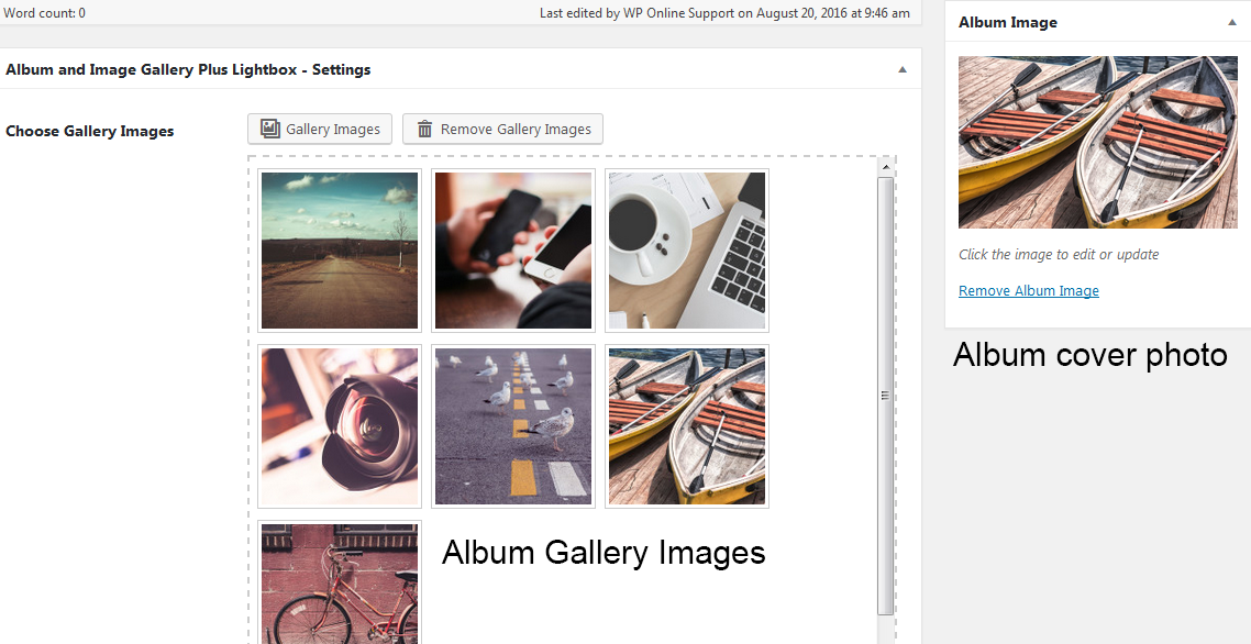 How to add Album cover photo and gallery