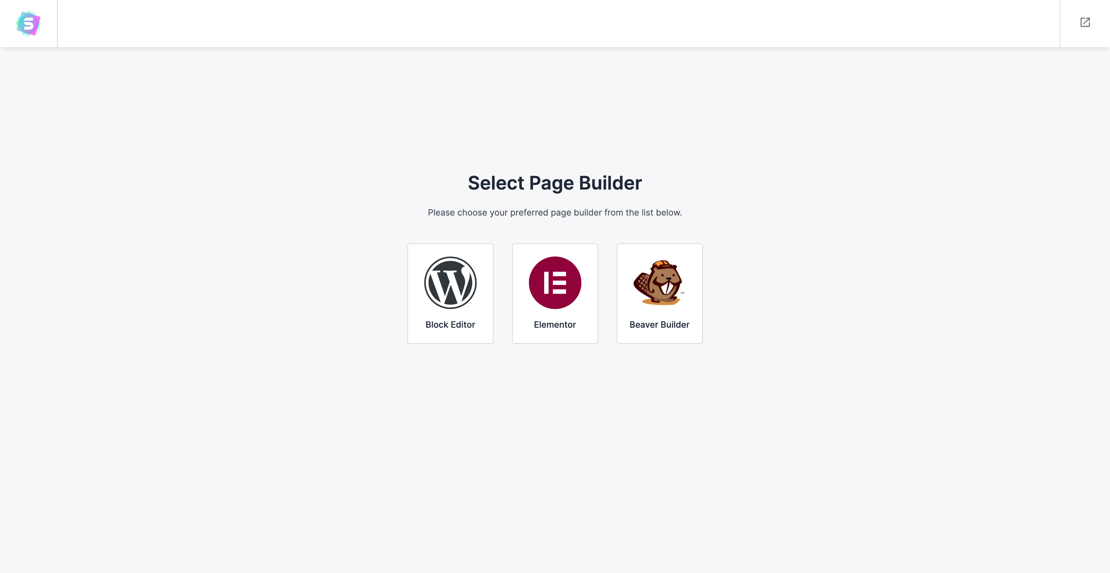 Select the page builder of your choice.