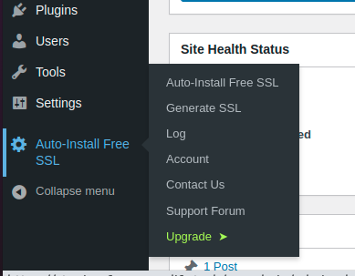 Admin Menu of 'Auto-Install Free SSL'