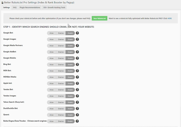 Better Robots.txt Settings Page