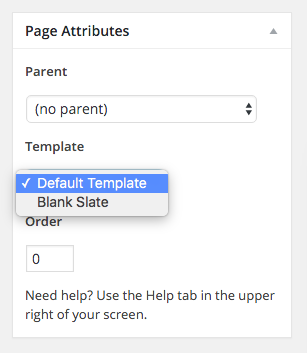 Shows you how to select the page template called “Blank Slate”