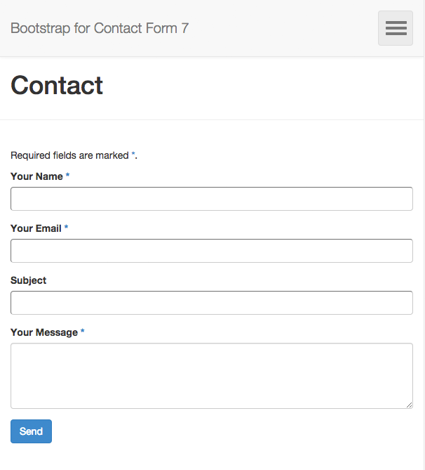 A general form by the Contact Form 7 plugin as rendered with Bootstrap for Contact Form 7