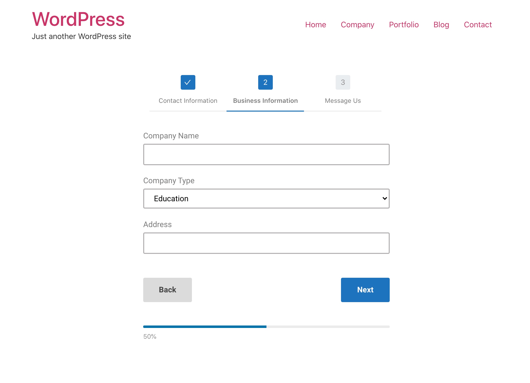 Multi-Step Form in frontend with Progress Bar (PRO)