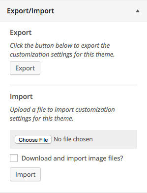 The export/import customizer section.