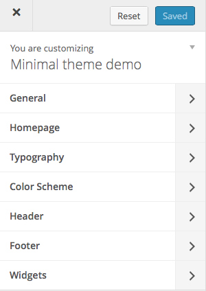 Reset along with Save button in WordPress Customizer panel.