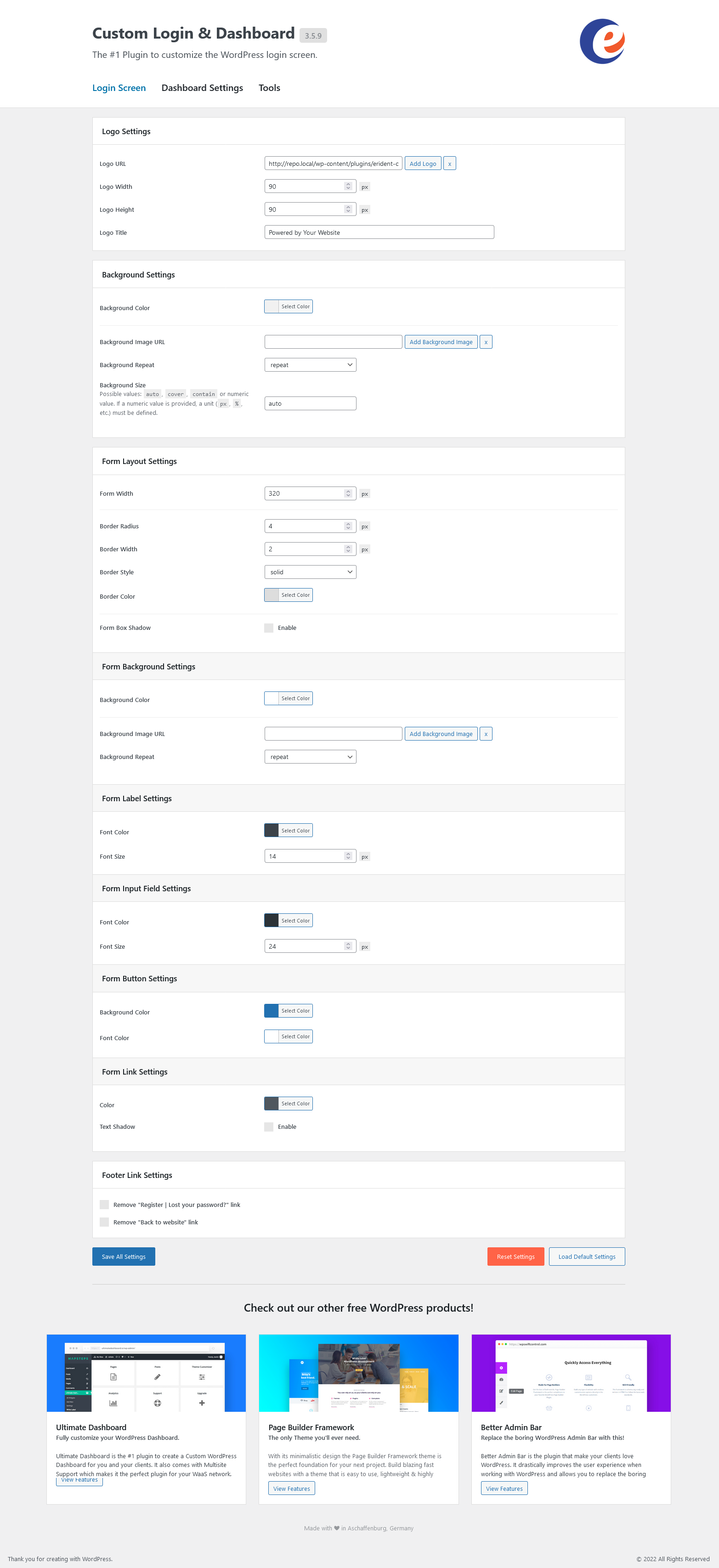 Settings Page