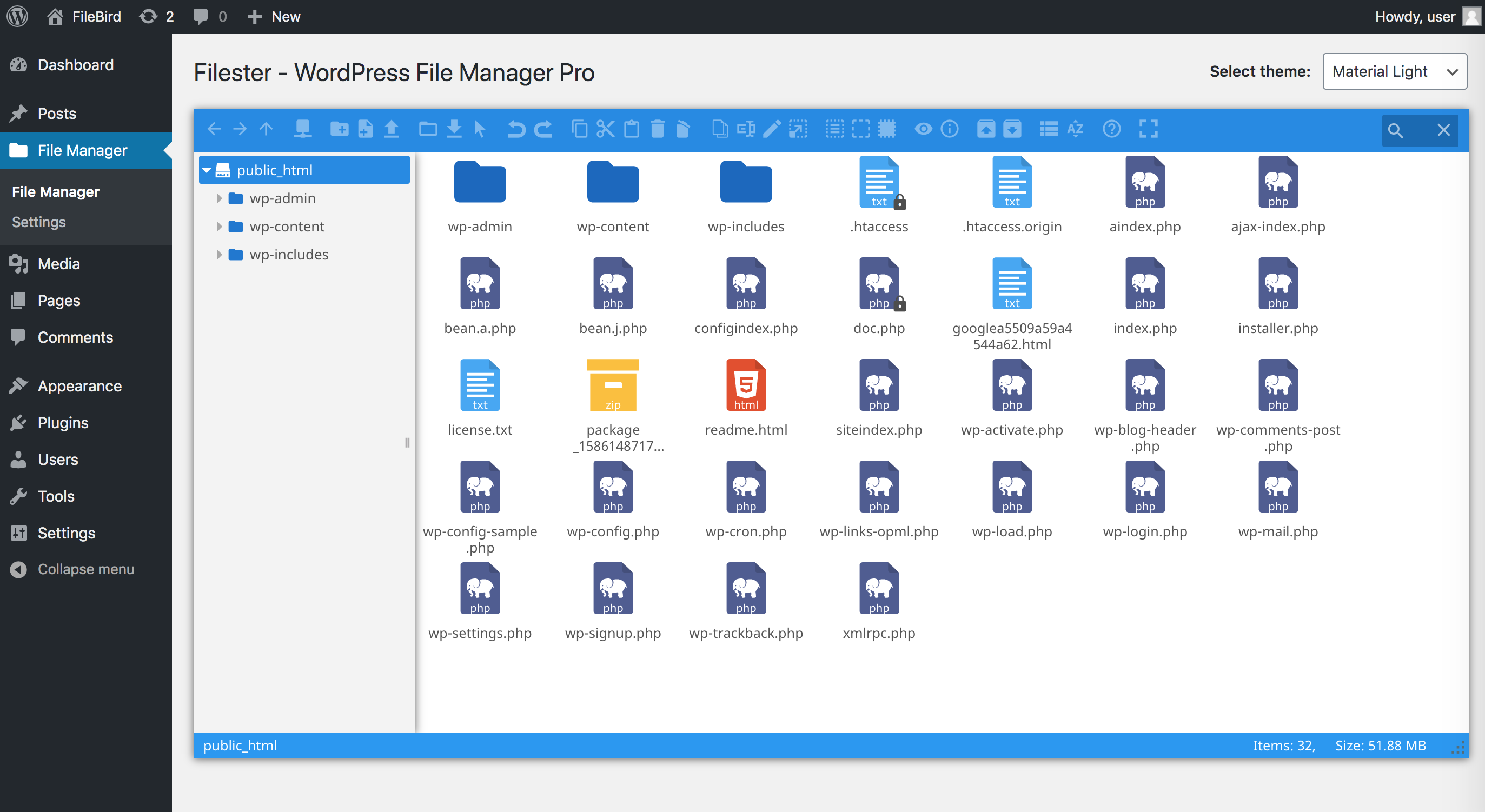 File manager UI theme