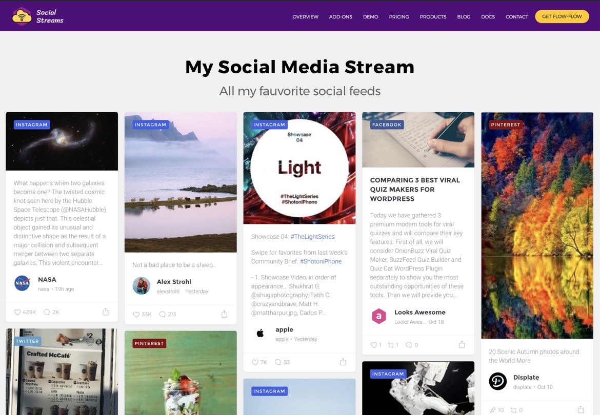 <p>Social stream on site page</p>