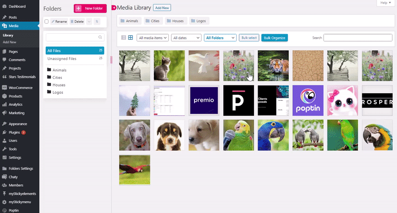 Check out the Folders plugin in action with the media library