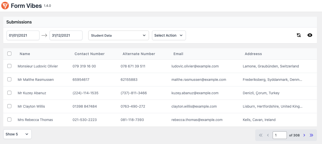 <strong>View Contact Form Submission</strong>