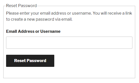 Reset Password Form (Twenty Seventeen Theme)
