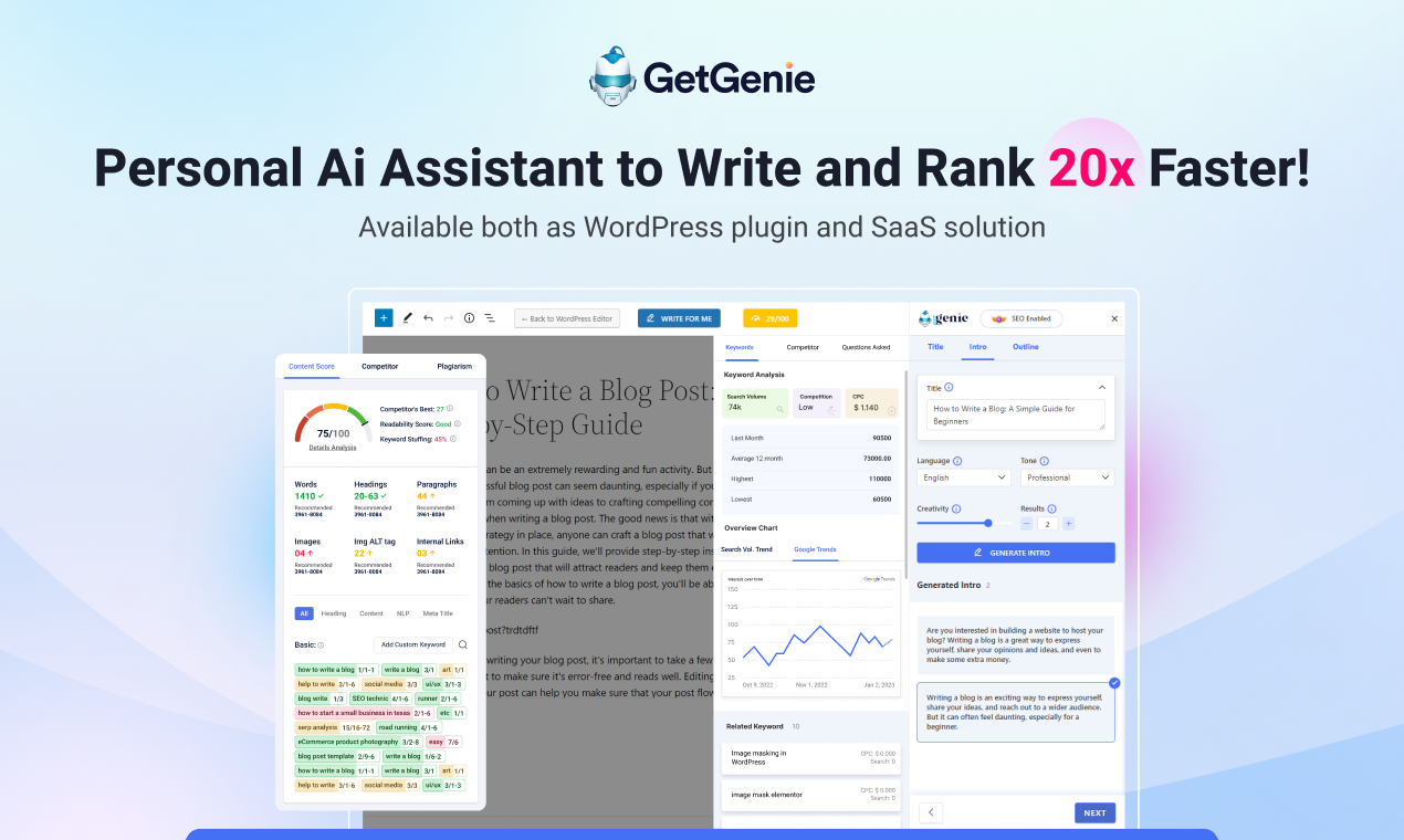 GetGenie – Ai Content Writer with Keyword Research and Competitor Analysis screenshot