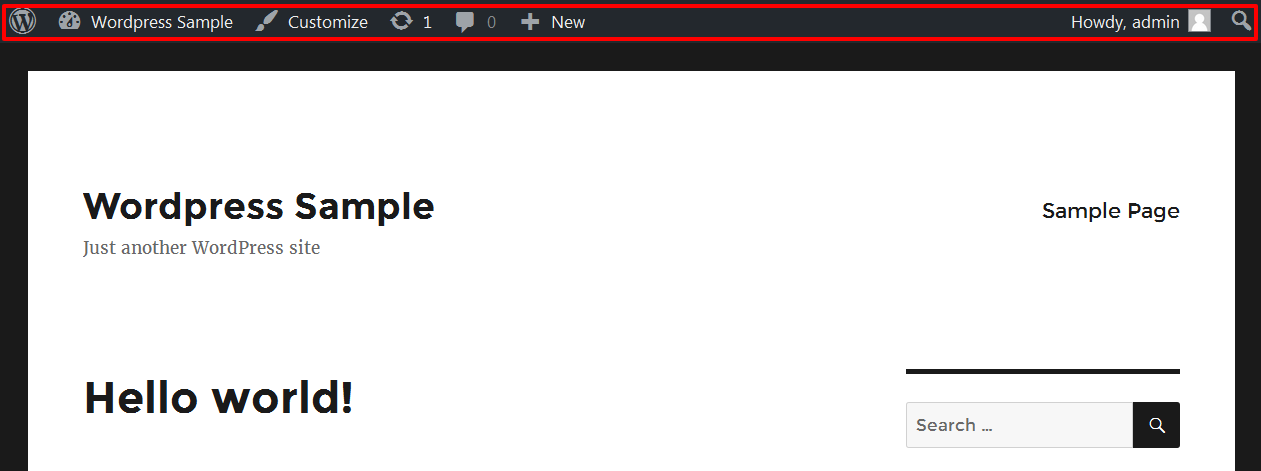 Viewing site without <strong>Hide Admin Toolbar</strong> plugin
