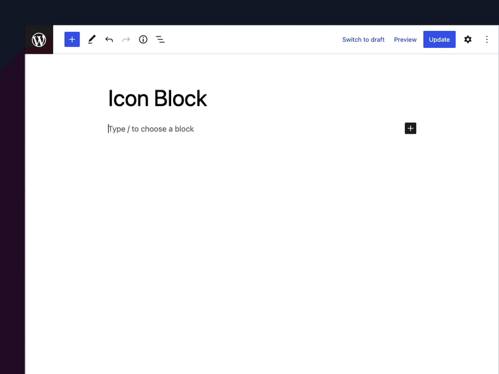 The Icon Block includes the WordPress icon library allowing you to insert 270+ graphics.