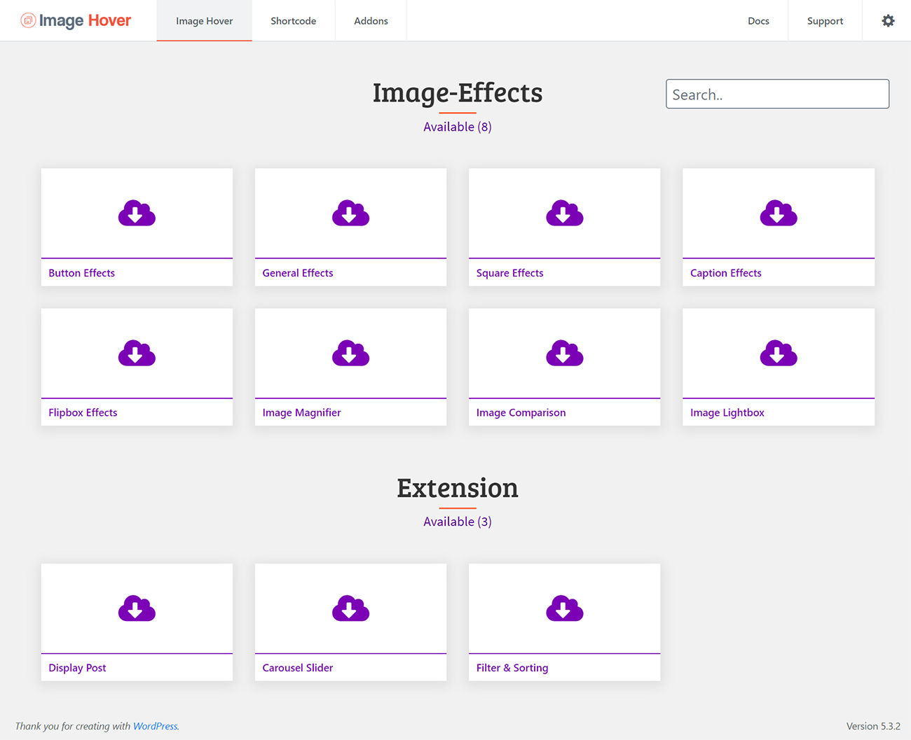 Image hover Elements with Extensions