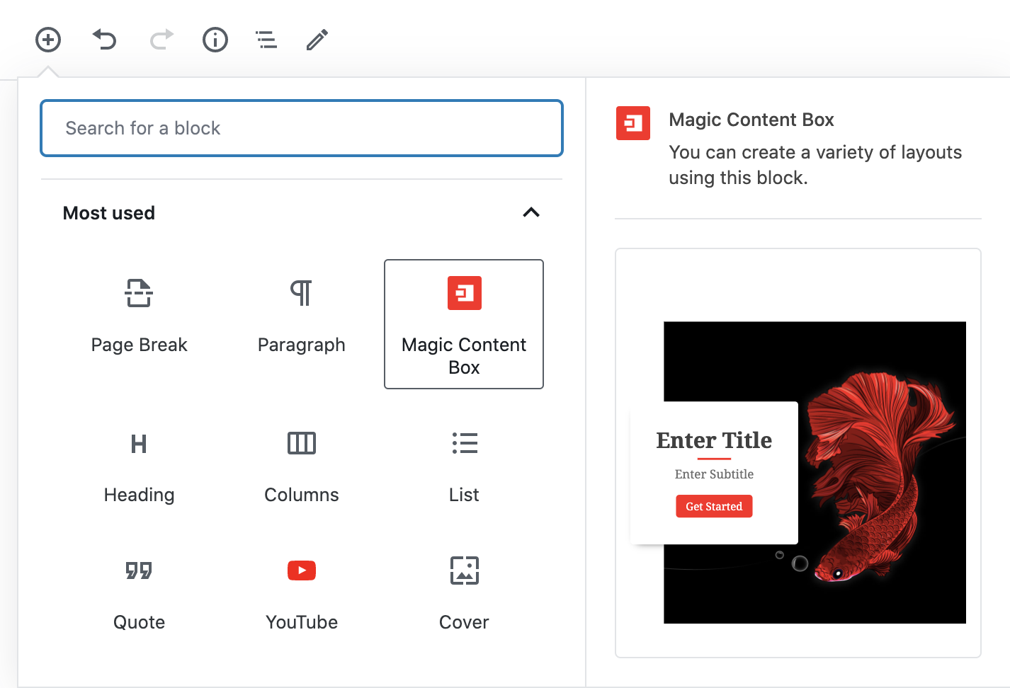 Adding Magic Content Box Lite on WordPress editor