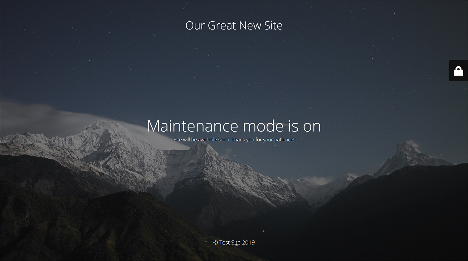 Maintenance page with default design