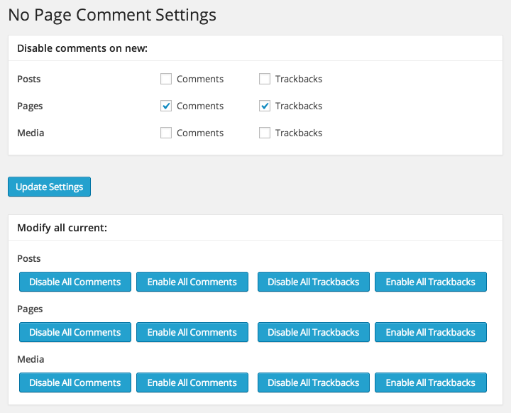 The Settings page on a fresh WordPress 4.3 installation
