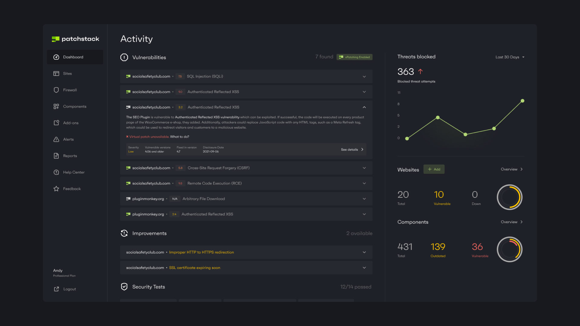 Patchstack App Dashboard