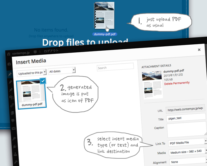 No setup, just upload a PDF file and insert it into the editor.