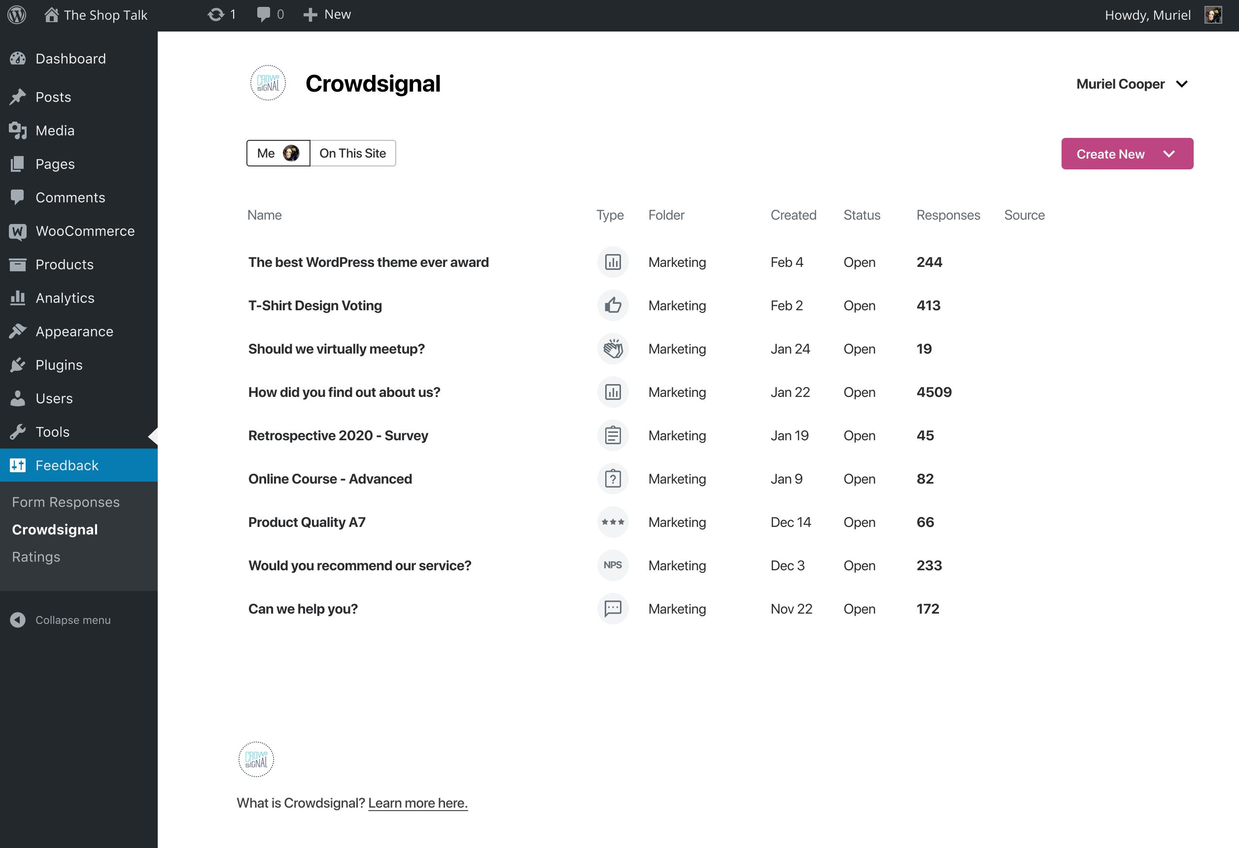 The Crowdsignal Dashboard