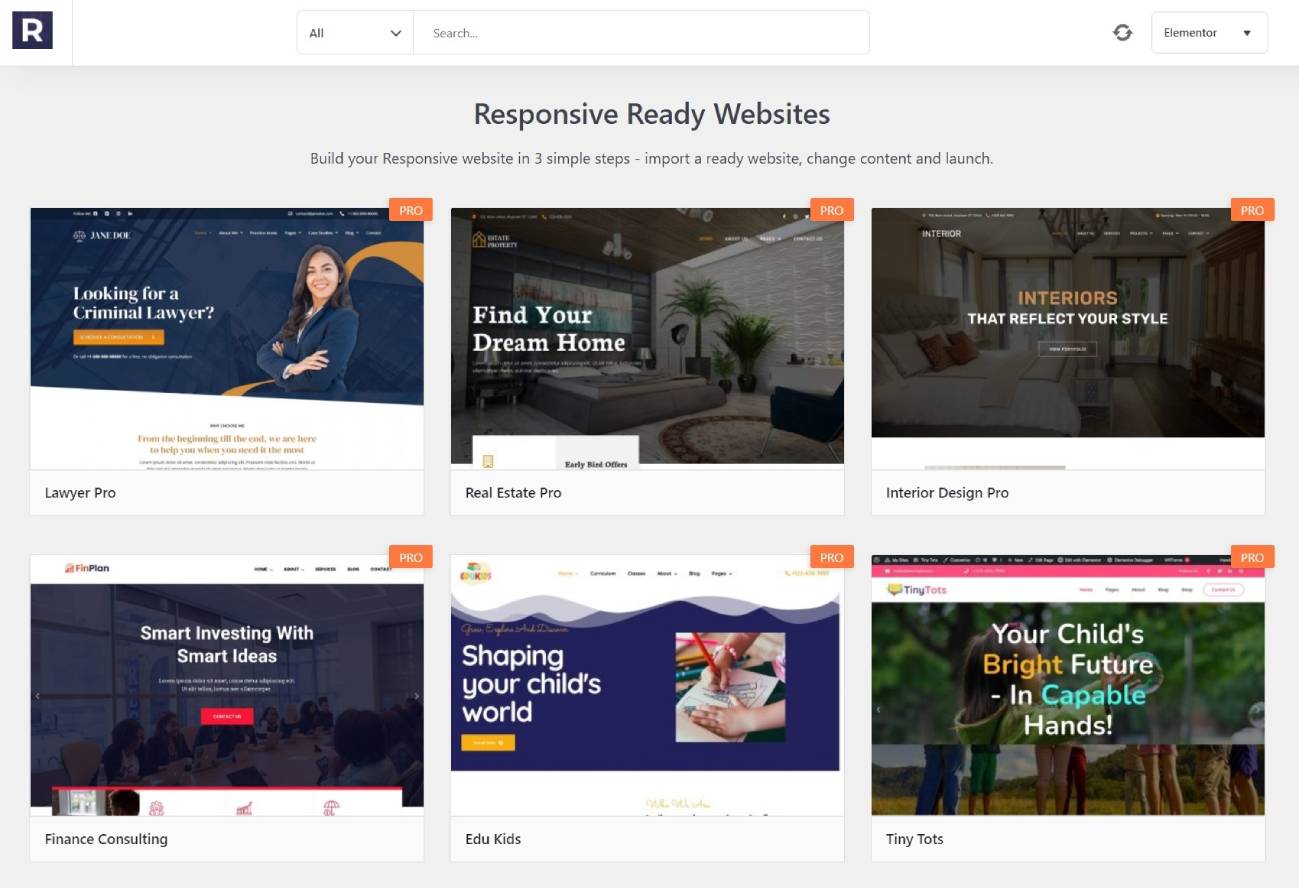 Go to Responsive &gt; Responsive Templates to see all templates.