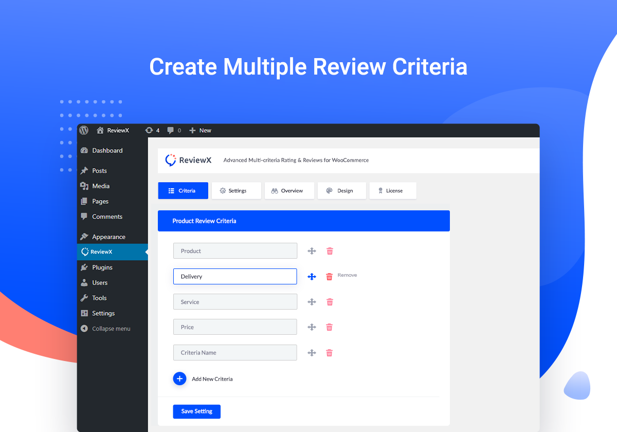 ReviewX – Multi-criteria Rating & Reviews for WooCommerce screenshot