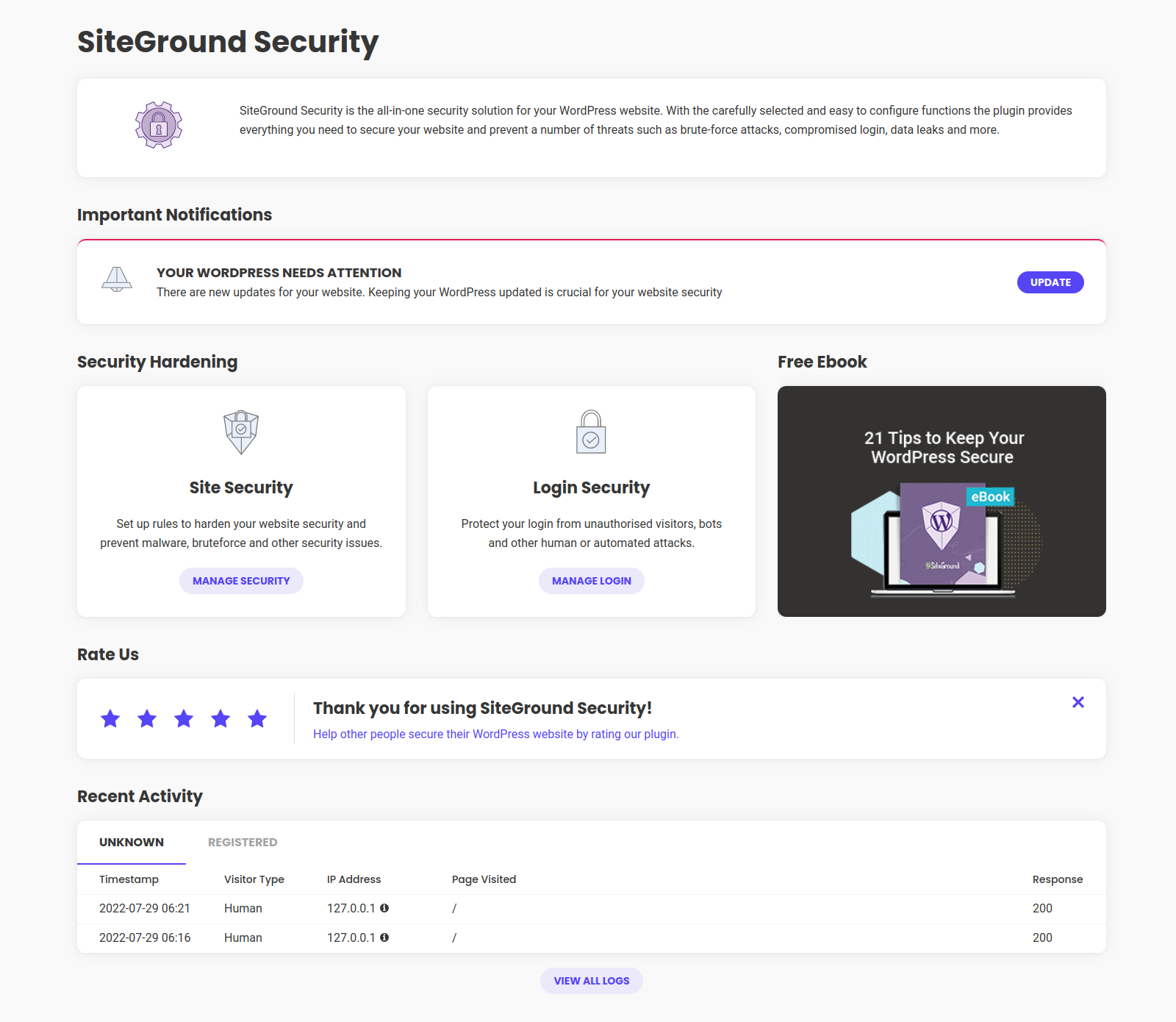 Security Optimizer – The All-In-One WordPress Protection Plugin screenshot