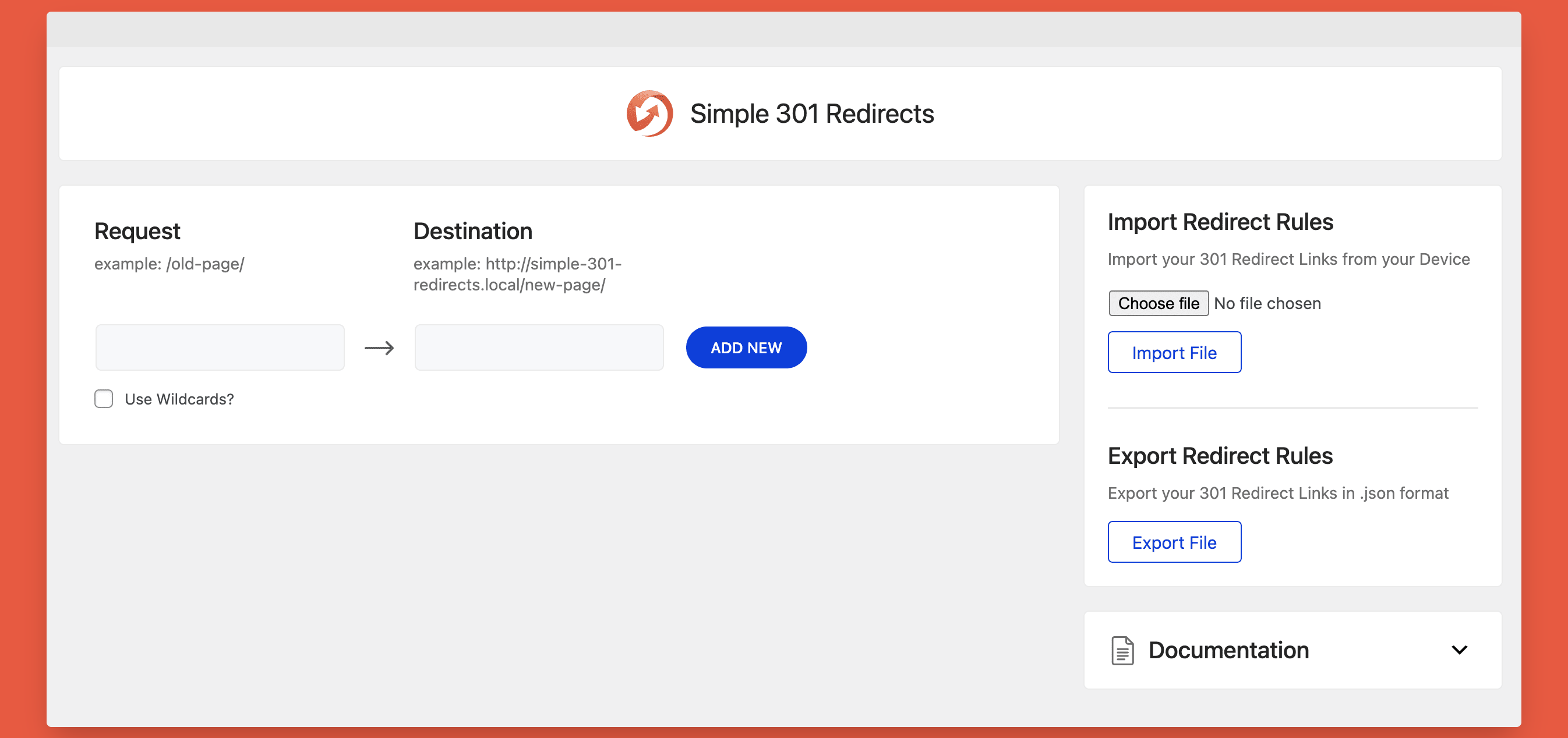 Simple 301 Redirects - Dashboard