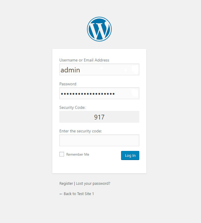 WordPress login form with the simple captcha