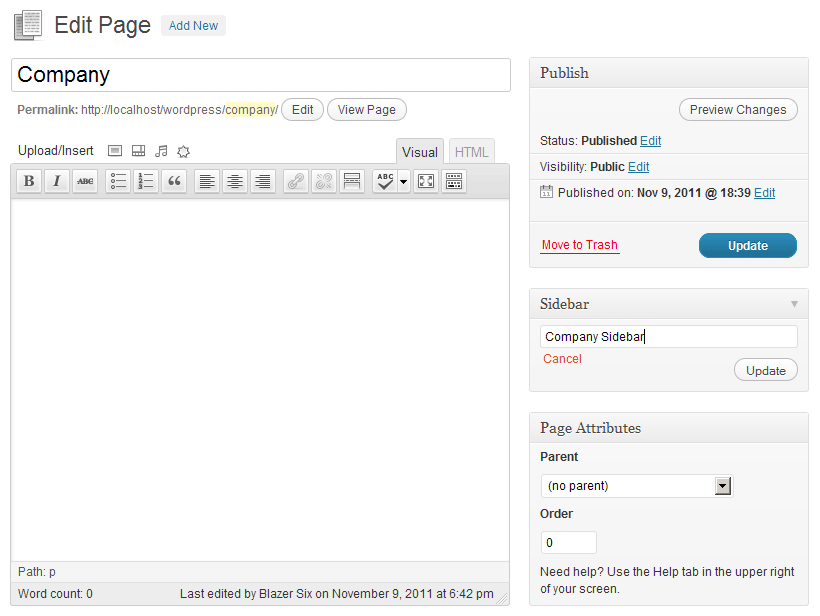 Simply create a new sidebar when editing a page.