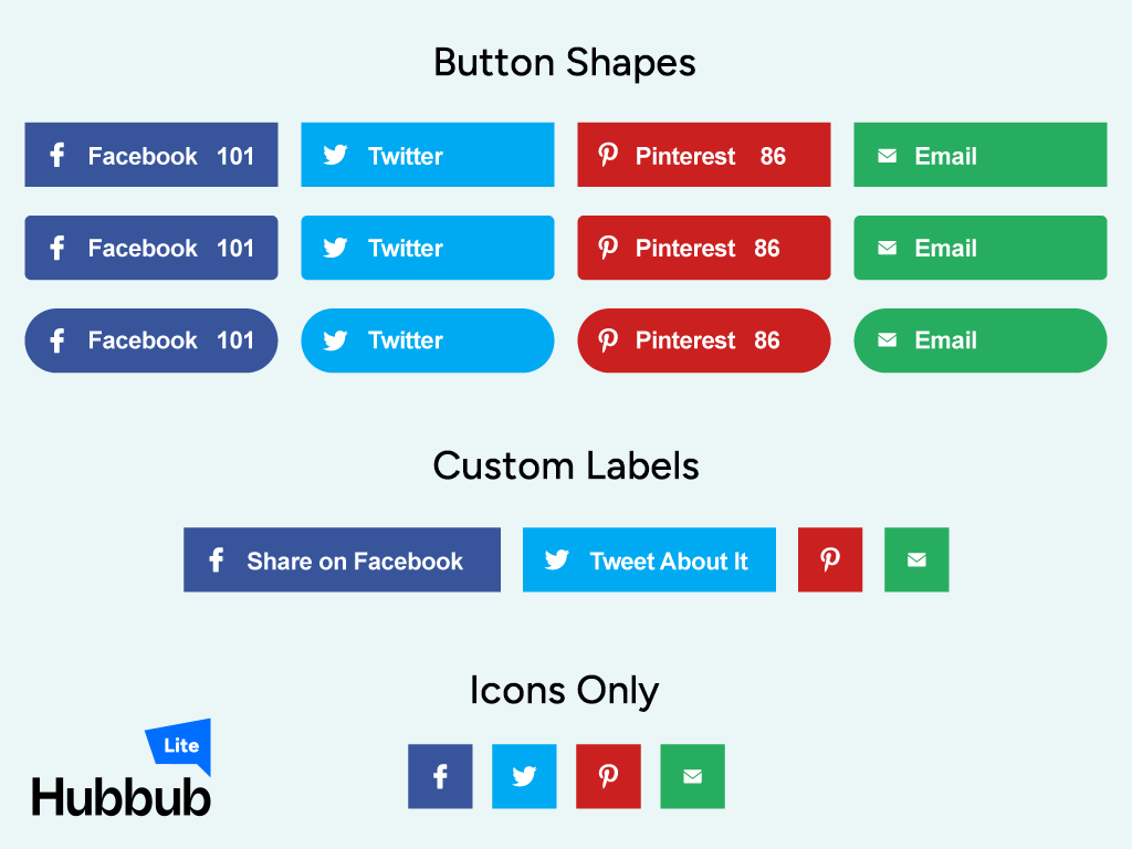 Inline-Content social sharing buttons output
