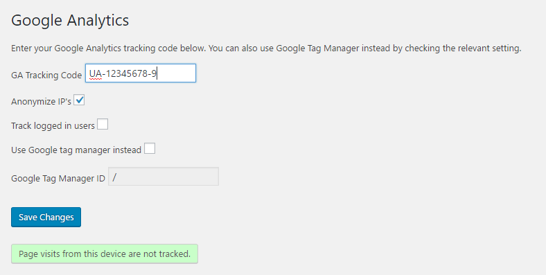 The settings page of this plugin. The cookie mechanism is activated here.