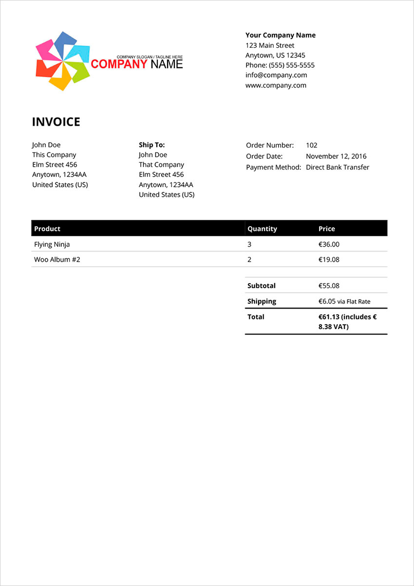 Simple invoice PDF