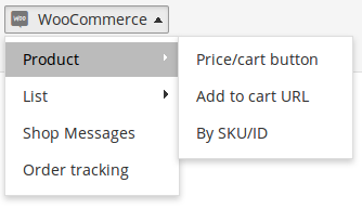 WooCommerce Shortcodes dropdown button