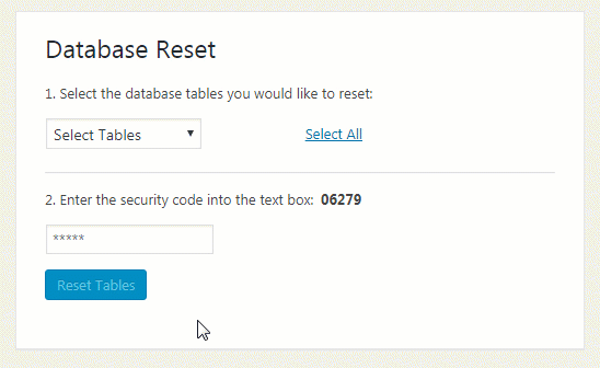 The WP Database Reset plugin page