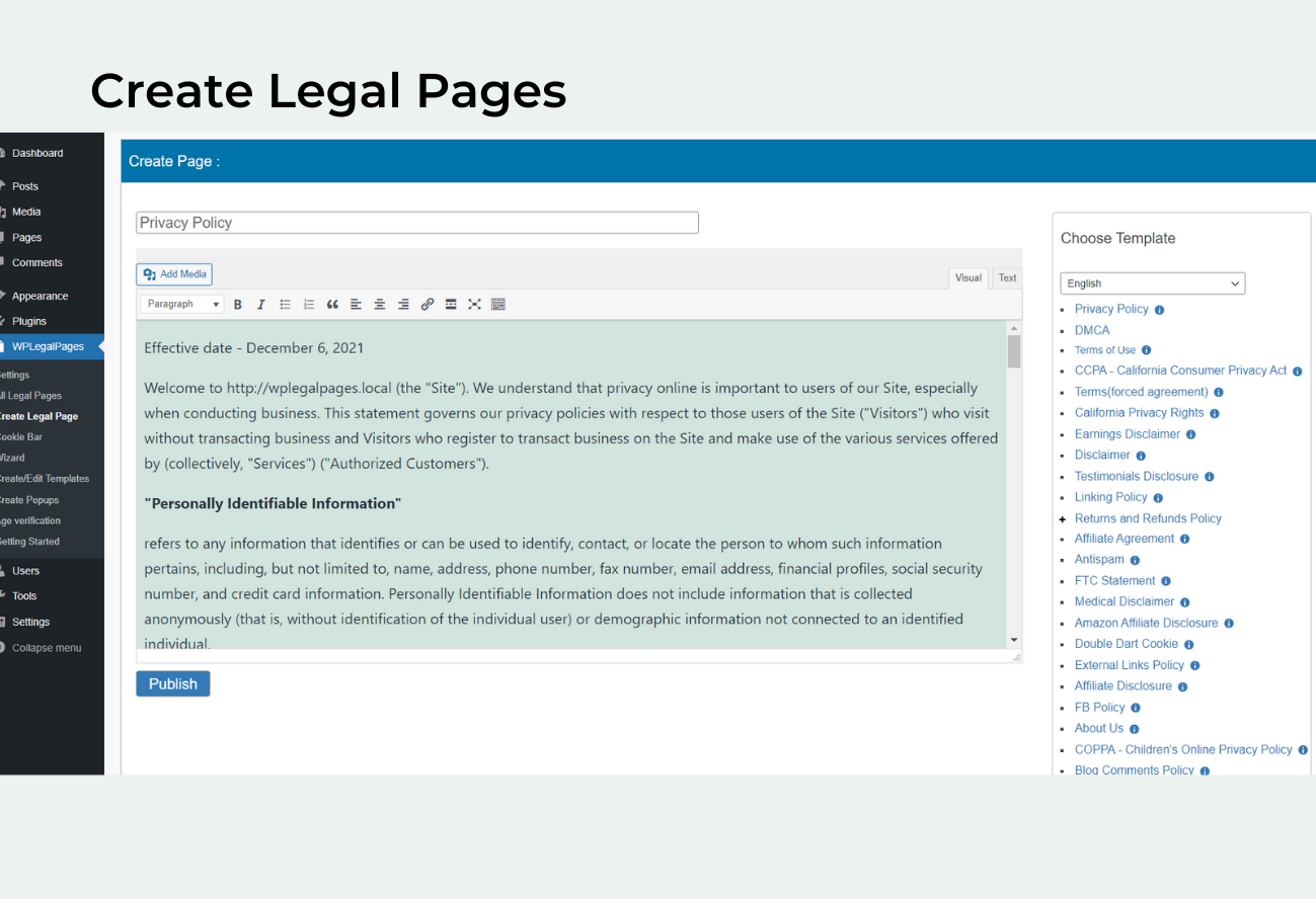 Create Legal Page