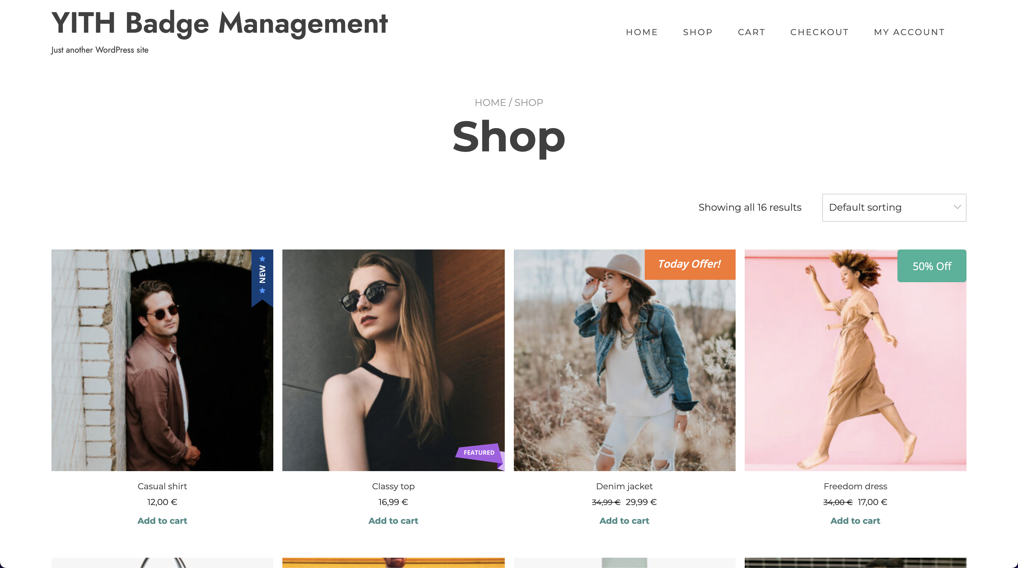 Frontend: Shop page